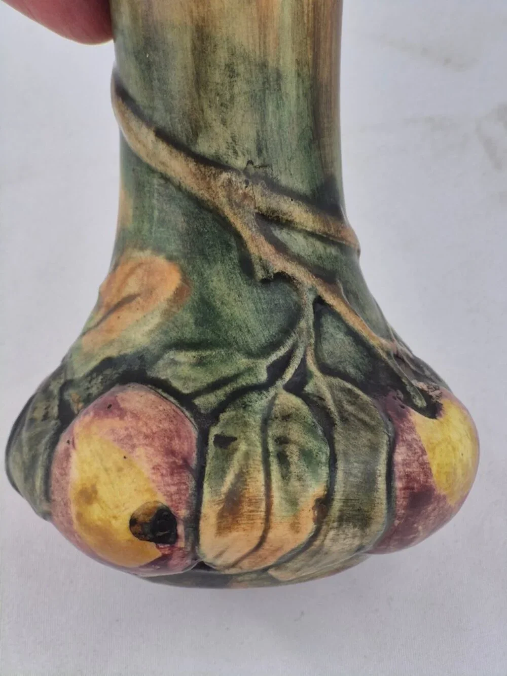 Vintage Weller Baldin Apple Bud Vase Sculpted Marked  WELLER on Bottom